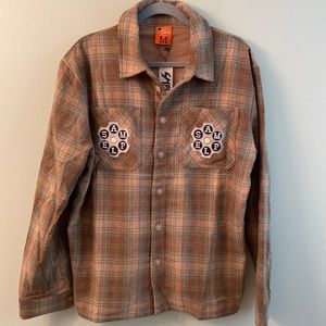 NWT Sample flannel brown embroidered jacket